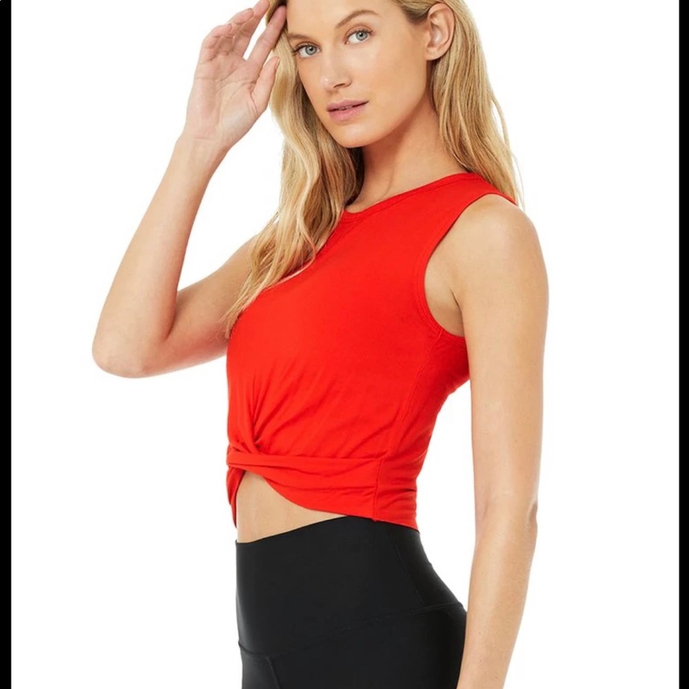 Alo yoga cropped red work out top